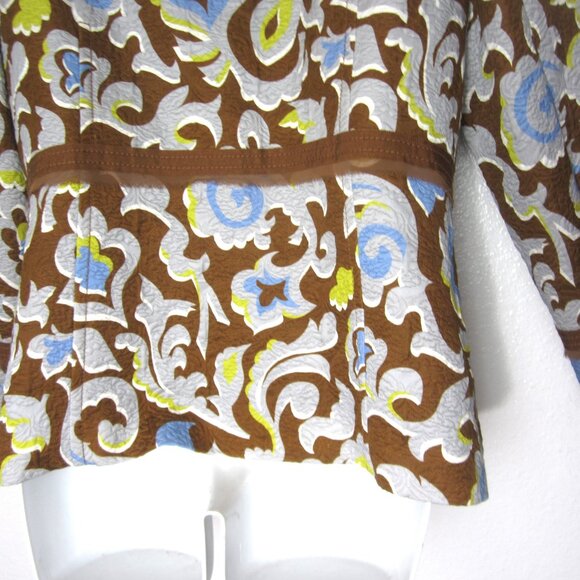 St. John Size 10 2024 Cotton Silk Blend Jacket Brown Gray Blue Womens - Picture 10 of 15